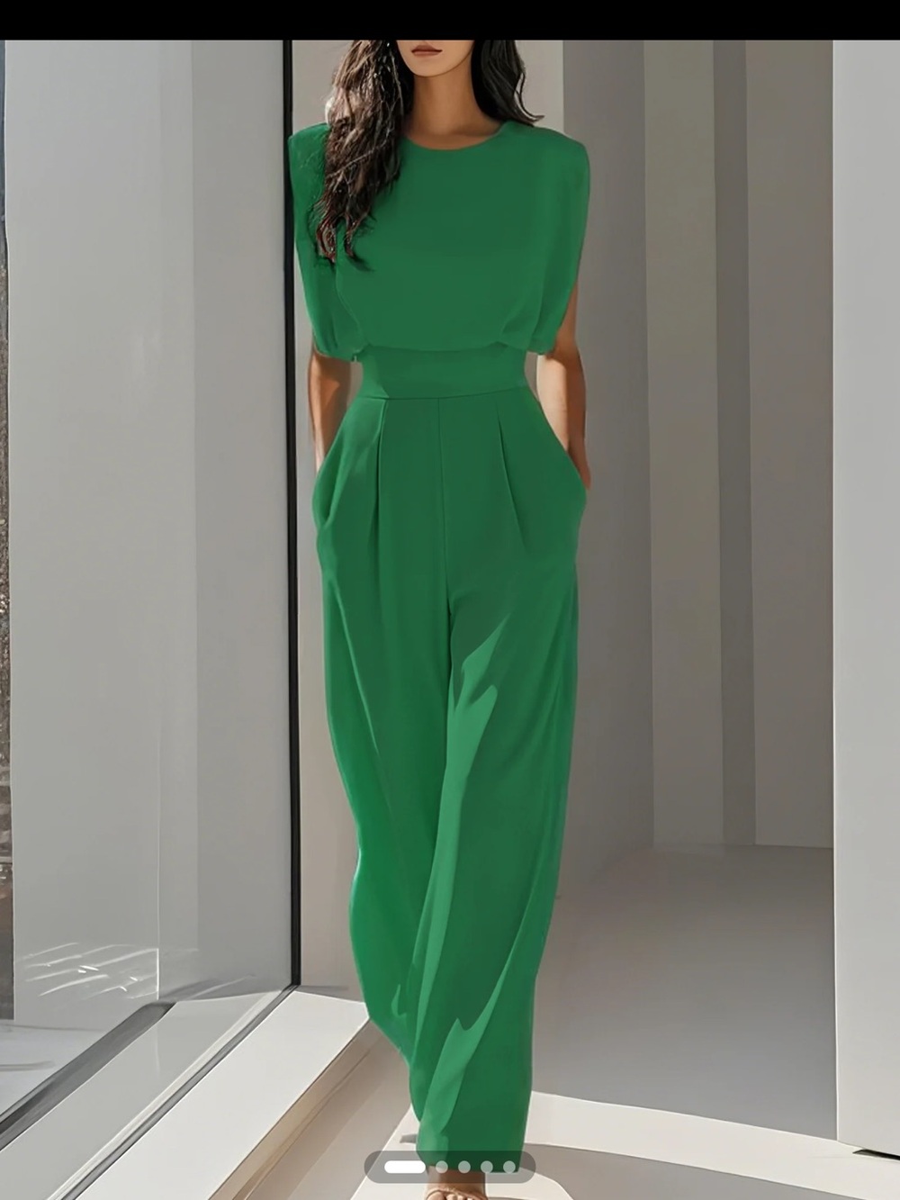 NWT Fehaute Emerald Green Sleeveless Dressy Pantsuit Jumpsuit size 12 Pockets